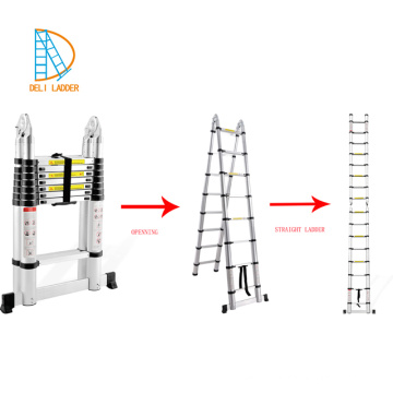 2.8+2.8m aluminum telescopic multi-purpose folding ladder with joint